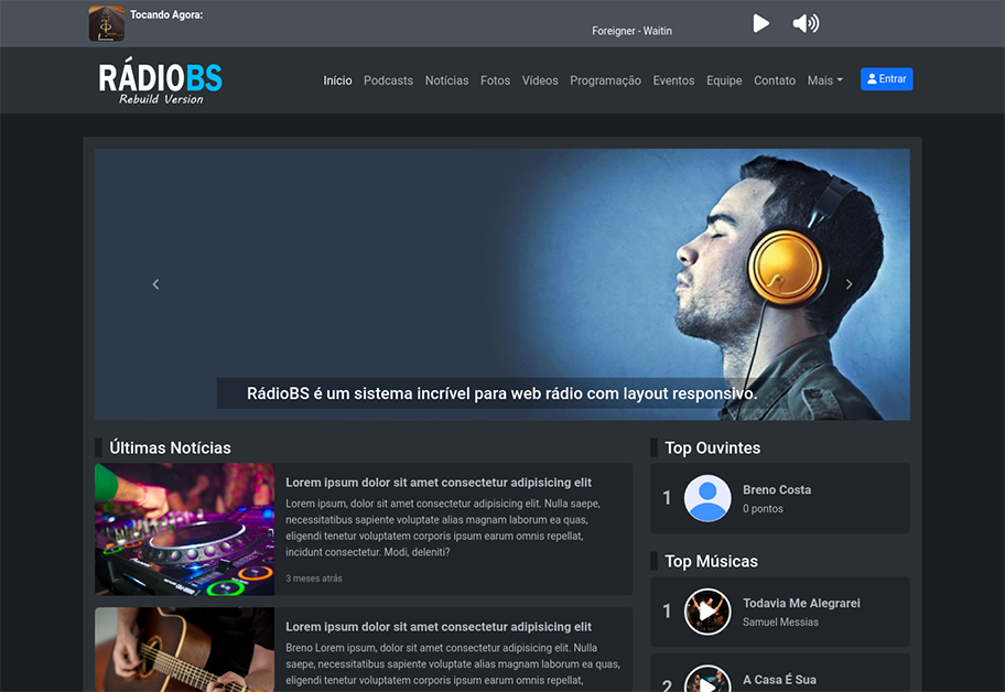 RádioBS - Sistema de web rádio